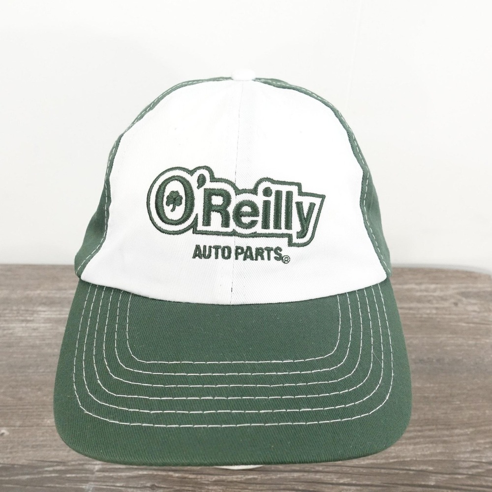 O'Reilly Auto Parts Hat Cap Baseball Strap Back One Size Green White Twill Mens